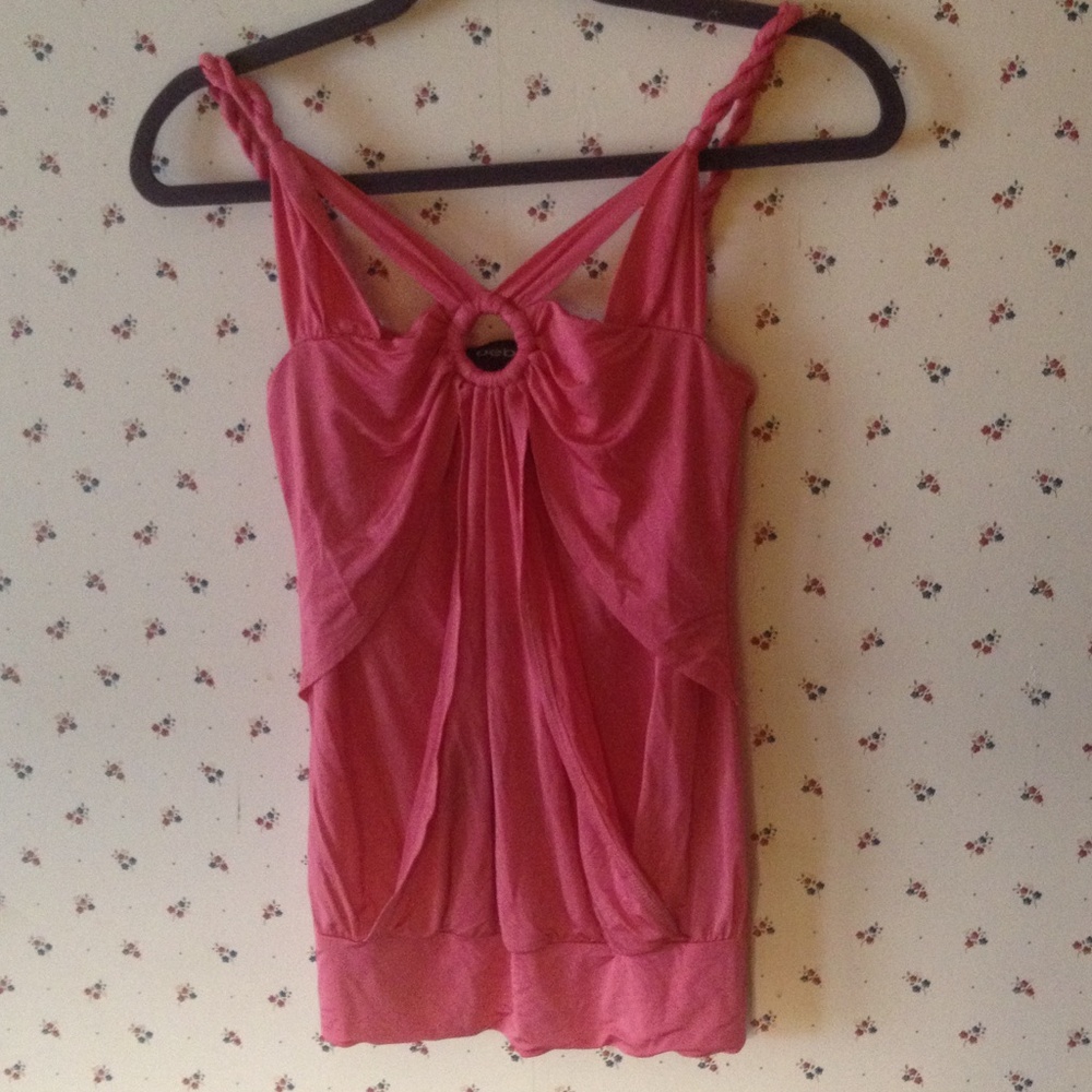bebe Pink Sleeveless Knot-Detail Tank Y2K